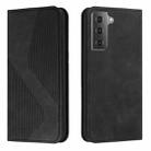 For Samsung Galaxy S21+ 5G Skin Feel Magnetic S-type Solid Color Horizontal Flip Leather Case with Holder & Card Slot & Wallet(Black) - 1