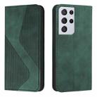 For Samsung Galaxy S21 Ultra 5G Skin Feel Magnetic S-type Solid Color Horizontal Flip Leather Case with Holder & Card Slot & Wallet(Green) - 1