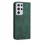 For Samsung Galaxy S21 Ultra 5G Skin Feel Magnetic S-type Solid Color Horizontal Flip Leather Case with Holder & Card Slot & Wallet(Green) - 3