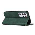 For Samsung Galaxy S21 Ultra 5G Skin Feel Magnetic S-type Solid Color Horizontal Flip Leather Case with Holder & Card Slot & Wallet(Green) - 4