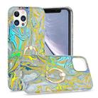 For iPhone 11 Pro Max Laser Glitter Watercolor Pattern Shockproof Protective Case with Ring Holder (FD2) - 1