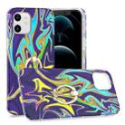 For iPhone 12 mini Laser Glitter Watercolor Pattern Shockproof Protective Case with Ring Holder (FD3) - 1
