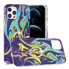 For iPhone 12 Pro Max Laser Glitter Watercolor Pattern Shockproof Protective Case with Ring Holder(FD3) - 1