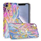 For iPhone XR Laser Glitter Watercolor Pattern Shockproof Protective Case with Ring Holder(FD1) - 1