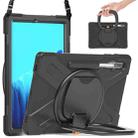 For Samsung Galaxy Tab S8+ / Tab S8 Plus /  Tab S7 FE / Tab S7+ T970/T975 Silicone + PC Protective Case with Holder & Shoulder Strap(Black+Black) - 1