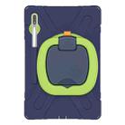 For Samsung Galaxy Tab S8+ / Tab S8 Plus /  Tab S7 FE / Tab S7+ T970/T975 Silicone + PC Protective Case with Holder & Shoulder Strap(NavyBlue+Lime) - 2