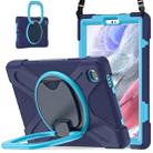 For Samsung Galaxy Tab A7 Lite T220 / T225 Silicone + PC Protective Case with Holder & Shoulder Strap(Navy Blue + Blue) - 1