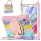 For Samsung Galaxy Tab A7 Lite T220 / T225 Silicone + PC Protective Case with Holder & Shoulder Strap(Colorful Pink) - 1