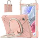 For Samsung Galaxy Tab A7 Lite T220 / T225 Silicone + PC Protective Case with Holder & Shoulder Strap(Rose Gold) - 1