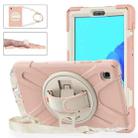 For Samsung Galaxy Tab A7 Lite T220 / T225 Silicone + PC Protective Case with Holder & Shoulder Strap(Rose Gold) - 1
