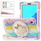 For Samsung Galaxy Tab A7 Lite T220 / T225 Silicone + PC Protective Case with Holder & Shoulder Strap(Colorful Pink) - 1