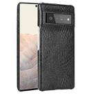 For Google Pixel 6 Pro Shockproof Crocodile Texture PC + PU Case(Black) - 1