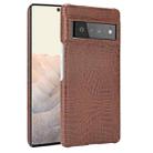 For Google Pixel 6 Pro Shockproof Crocodile Texture PC + PU Case(Brown) - 1
