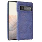 For Google Pixel 6 Pro Shockproof Crocodile Texture PC + PU Case(Blue) - 1