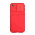 For iPhone SE 2022 / SE 2020 / 8 / 7 Sliding Camera Cover Design TPU Protective Case with Card Slot(Red) - 1