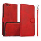 Calf Texture 2 in 1 Detachable Magnetic Back Cover Horizontal Flip Leather Case with Holder & Card Slots & Wallet & Photo Frame For iPhone 6s / 6(Red) - 1