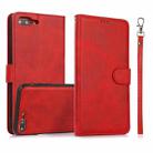 Calf Texture 2 in 1 Detachable Magnetic Back Cover Horizontal Flip Leather Case with Holder & Card Slots & Wallet & Photo Frame For iPhone 8 Plus / 7 Plus(Red) - 1