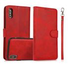 For iPhone X / XS Calf Texture 2 in 1 Detachable Magnetic Back Cover Horizontal Flip Leather Case with Holder & Card Slots & Wallet & Photo Frame(Red) - 1