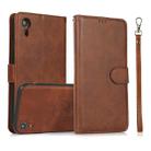 For iPhone XR Calf Texture 2 in 1 Detachable Magnetic Back Cover Horizontal Flip Leather Case with Holder & Card Slots & Wallet & Photo Frame(Brown) - 1