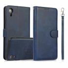 For iPhone XR Calf Texture 2 in 1 Detachable Magnetic Back Cover Horizontal Flip Leather Case with Holder & Card Slots & Wallet & Photo Frame(Blue) - 1