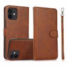 For iPhone 12 mini Calf Texture 2 in 1 Detachable Magnetic Back Cover Horizontal Flip Leather Case with Holder & Card Slots & Wallet & Photo Frame (Brown) - 1