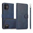 For iPhone 12 mini Calf Texture 2 in 1 Detachable Magnetic Back Cover Horizontal Flip Leather Case with Holder & Card Slots & Wallet & Photo Frame (Blue) - 1