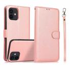 For iPhone 12 mini Calf Texture 2 in 1 Detachable Magnetic Back Cover Horizontal Flip Leather Case with Holder & Card Slots & Wallet & Photo Frame (Rose Gold) - 1