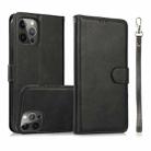 For iPhone 12 / 12 Pro Calf Texture 2 in 1 Detachable Magnetic Back Cover Horizontal Flip Leather Case with Holder & Card Slots & Wallet & Photo Frame(Black) - 1