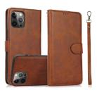 For iPhone 12 / 12 Pro Calf Texture 2 in 1 Detachable Magnetic Back Cover Horizontal Flip Leather Case with Holder & Card Slots & Wallet & Photo Frame(Brown) - 1