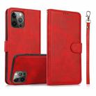 For iPhone 12 / 12 Pro Calf Texture 2 in 1 Detachable Magnetic Back Cover Horizontal Flip Leather Case with Holder & Card Slots & Wallet & Photo Frame(Red) - 1