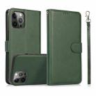 For iPhone 12 / 12 Pro Calf Texture 2 in 1 Detachable Magnetic Back Cover Horizontal Flip Leather Case with Holder & Card Slots & Wallet & Photo Frame (Green) - 1