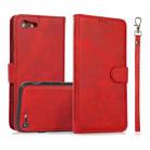 For iPhone SE 2022 / SE 2020 / 8 / 7 Calf Texture 2 in 1 Detachable Magnetic Back Cover Horizontal Flip Leather Case with Holder & Card Slots & Wallet & Photo Frame(Red) - 1
