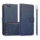 For iPhone SE 2022 / SE 2020 / 8 / 7 Calf Texture 2 in 1 Detachable Magnetic Back Cover Horizontal Flip Leather Case with Holder & Card Slots & Wallet & Photo Frame(Blue) - 1