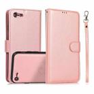 For iPhone SE 2022 / SE 2020 / 8 / 7 Calf Texture 2 in 1 Detachable Magnetic Back Cover Horizontal Flip Leather Case with Holder & Card Slots & Wallet & Photo Frame(Rose Gold) - 1