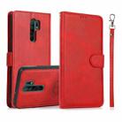 For Xiaomi Redmi 9 Calf Texture 2 in 1 Detachable Magnetic Back Cover Horizontal Flip Leather Case with Holder & Card Slots & Wallet & Photo Frame(Red) - 1