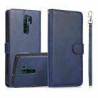 For Xiaomi Redmi 9 Calf Texture 2 in 1 Detachable Magnetic Back Cover Horizontal Flip Leather Case with Holder & Card Slots & Wallet & Photo Frame(Blue) - 1