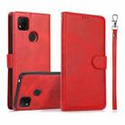 For Xiaomi Redmi 9C Calf Texture 2 in 1 Detachable Magnetic Back Cover Horizontal Flip Leather Case with Holder & Card Slots & Wallet & Photo Frame(Red) - 1