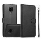 For Xiaomi Redmi Note 9s Calf Texture 2 in 1 Detachable Magnetic Back Cover Horizontal Flip Leather Case with Holder & Card Slots & Wallet & Photo Frame(Black) - 1