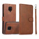For Xiaomi Redmi Note 9s Calf Texture 2 in 1 Detachable Magnetic Back Cover Horizontal Flip Leather Case with Holder & Card Slots & Wallet & Photo Frame(Brown) - 1