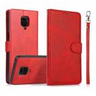 For Xiaomi Redmi Note 9s Calf Texture 2 in 1 Detachable Magnetic Back Cover Horizontal Flip Leather Case with Holder & Card Slots & Wallet & Photo Frame(Red) - 1