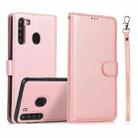 For Samsung Galaxy A21 Calf Texture 2 in 1 Detachable Magnetic Back Cover Horizontal Flip Leather Case with Holder & Card Slots & Wallet & Photo Frame(Rose Gold) - 1