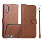 For Samsung Galaxy A50 Calf Texture 2 in 1 Detachable Magnetic Back Cover Horizontal Flip Leather Case with Holder & Card Slots & Wallet & Photo Frame(Brown) - 1
