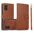 For Samsung Galaxy A51 5G Calf Texture 2 in 1 Detachable Magnetic Back Cover Horizontal Flip Leather Case with Holder & Card Slots & Wallet & Photo Frame(Brown) - 1