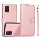 For Samsung Galaxy A51 5G Calf Texture 2 in 1 Detachable Magnetic Back Cover Horizontal Flip Leather Case with Holder & Card Slots & Wallet & Photo Frame(Rose Gold) - 1