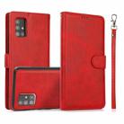 For Samsung Galaxy A71 Calf Texture 2 in 1 Detachable Magnetic Back Cover Horizontal Flip Leather Case with Holder & Card Slots & Wallet & Photo Frame(Red) - 1