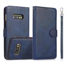 For Samsung Galaxy S10e Calf Texture 2 in 1 Detachable Magnetic Back Cover Horizontal Flip Leather Case with Holder & Card Slots & Wallet & Photo Frame(Blue) - 1