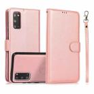 For Samsung Galaxy S20 Calf Texture 2 in 1 Detachable Magnetic Back Cover Horizontal Flip Leather Case with Holder & Card Slots & Wallet & Photo Frame(Rose Gold) - 1