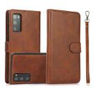 For Samsung Galaxy S20 FE Calf Texture 2 in 1 Detachable Magnetic Back Cover Horizontal Flip Leather Case with Holder & Card Slots & Wallet & Photo Frame(Brown) - 1