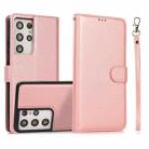 For Samsung Galaxy S21 Ultra 5G Calf Texture 2 in 1 Detachable Magnetic Back Cover Horizontal Flip Leather Case with Holder & Card Slots & Wallet & Photo Frame(Rose Gold) - 1