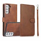For Samsung Galaxy S21+ 5G Calf Texture 2 in 1 Detachable Magnetic Back Cover Horizontal Flip Leather Case with Holder & Card Slots & Wallet & Photo Frame(Brown) - 1